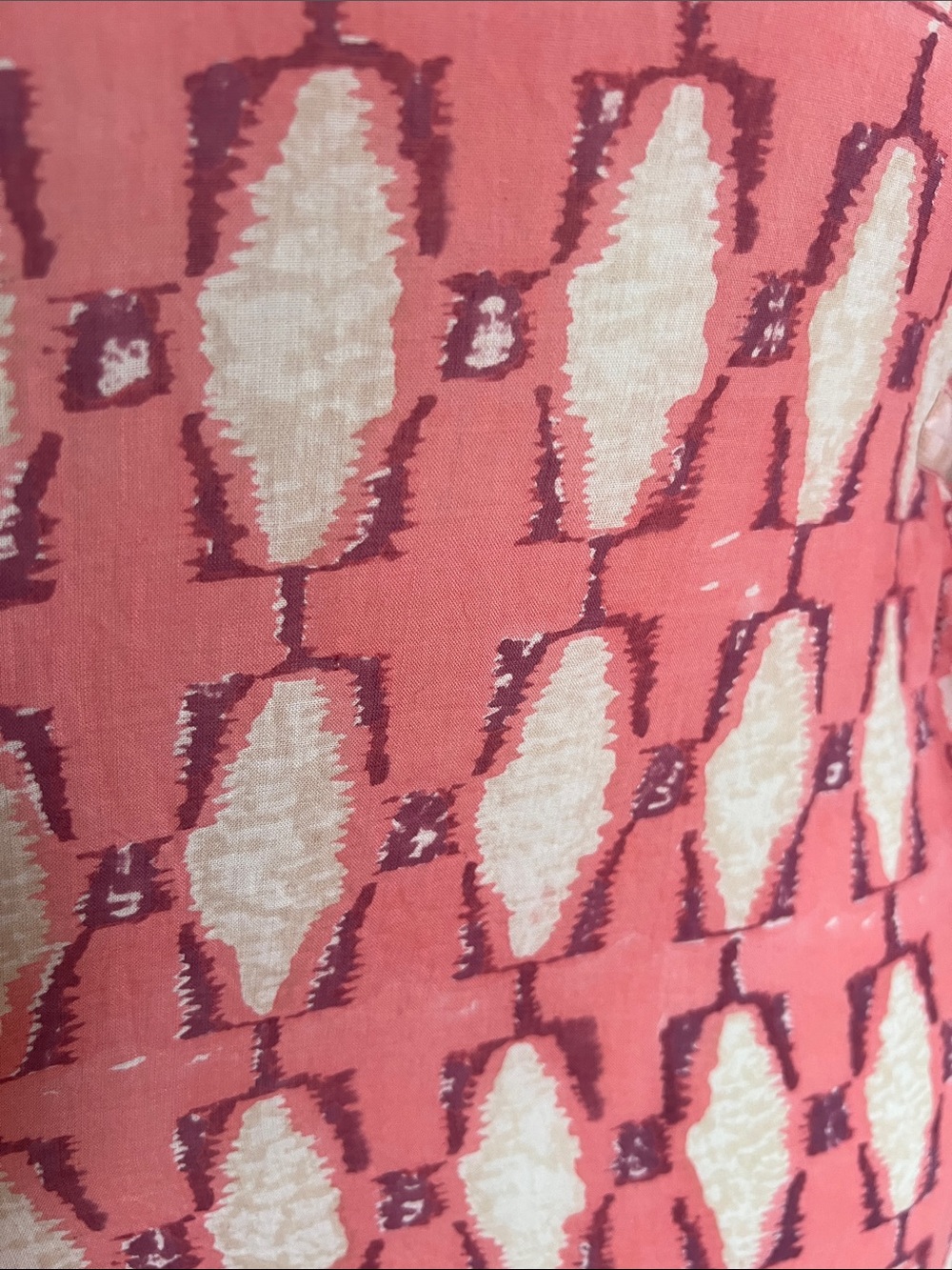 Kerry Cassill Pink Block Print Cotton Midi Dress Kaftan Pockets Size M/L Boho - Picture 8 of 10